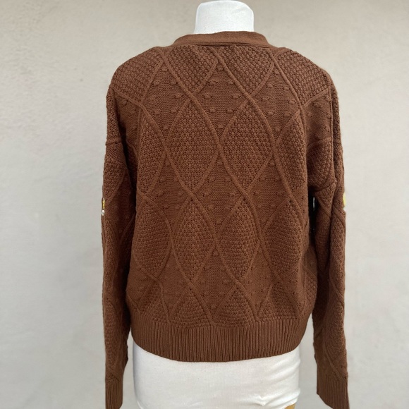 Ally Mae Brown matching Floral Embroidered Sunflower Button Cardigan and tank - Picture 7 of 9